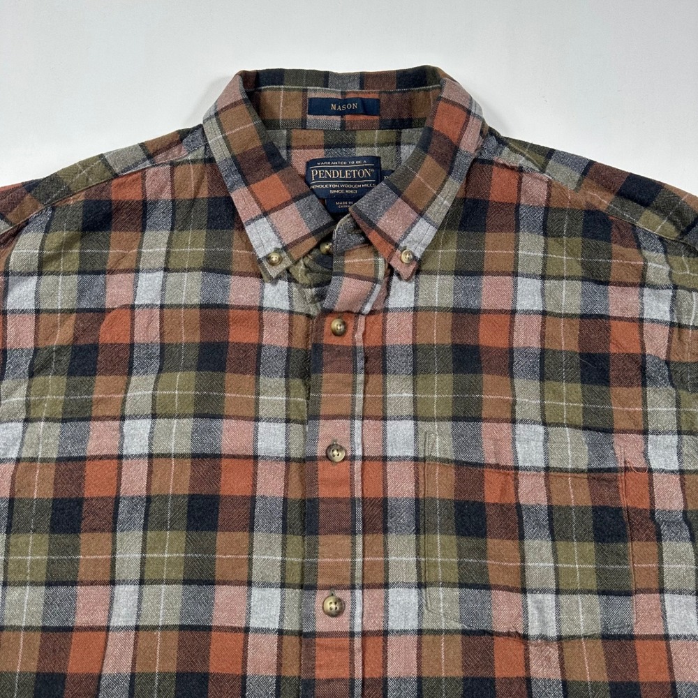 Pendleton Mason Shirt Mens XL Flannel Plaid Button Down Multicolor